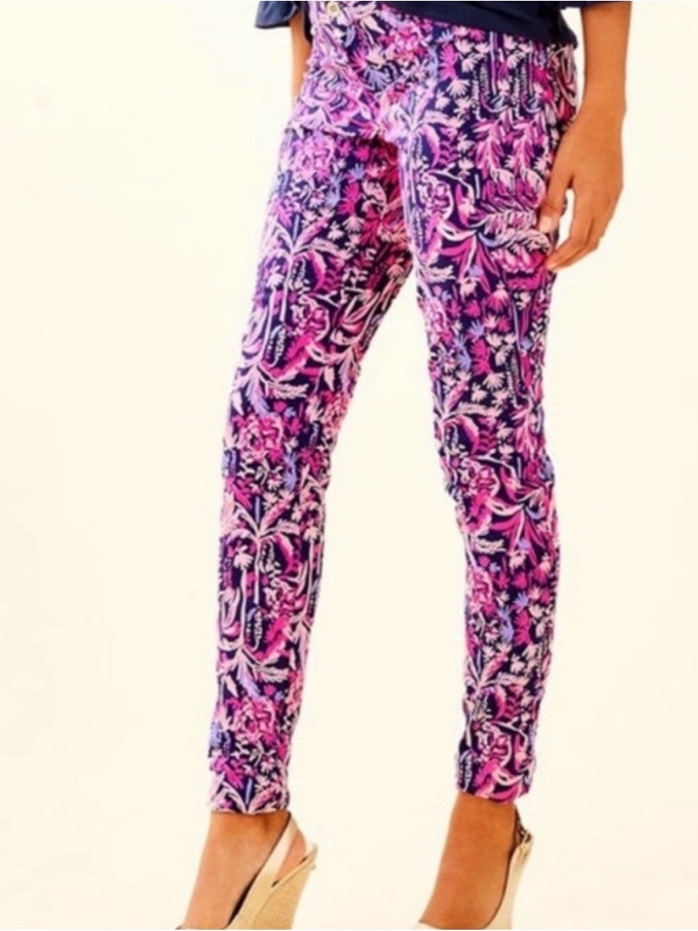 Lilly Pulitzer Kelly Skinny Ankle Pants, Bright Navy, Swing of Things, Sz 2, NWT